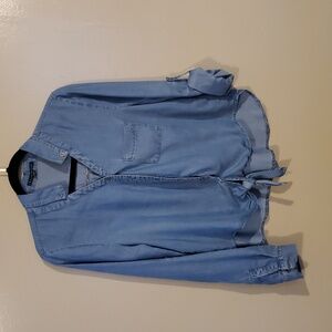 Haute Monde Blue Button-Up Shirt with Front Tie